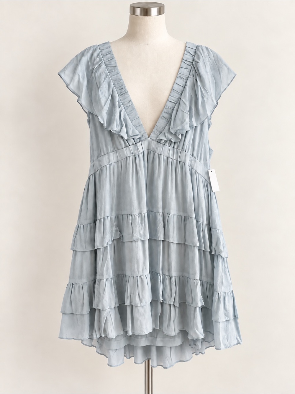 NWT BP. Pale Blue Ruffle Tiered Mini Dress Size XXL | Nordstrom